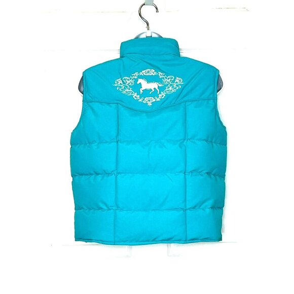 Shayanne Womens Puffer Vest size 8-10 Pockets Western Cowgirl Turquoise NWT - Picture 4 of 13